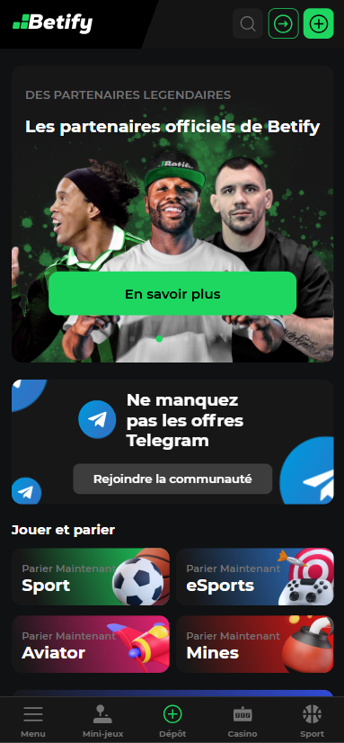 Betify page d'accueil