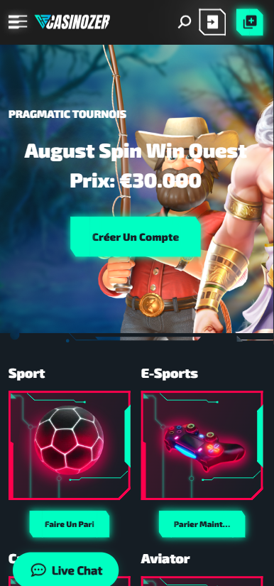 Casinozer page d'accueil