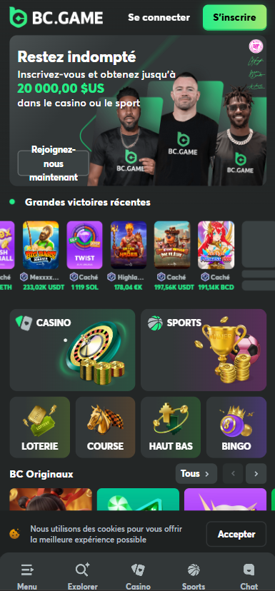 BC.Game page d'accueil