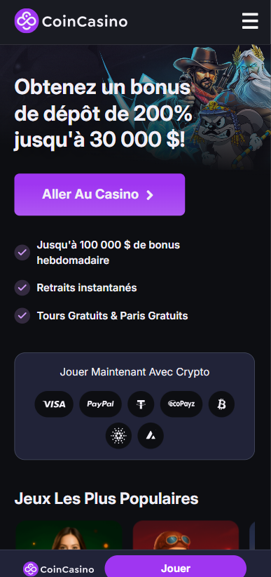 Coincasino page d'accueil