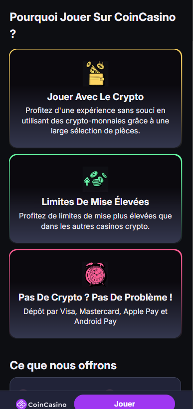 Coincasino pourquoi jouer sur le casino